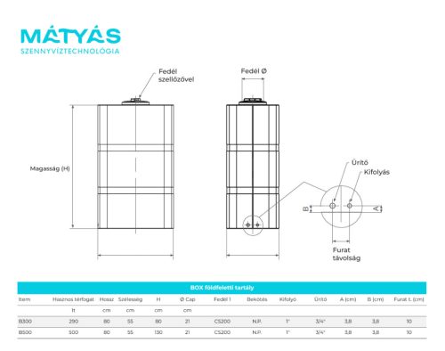 Box föld feletti tartály 300 literes méretben