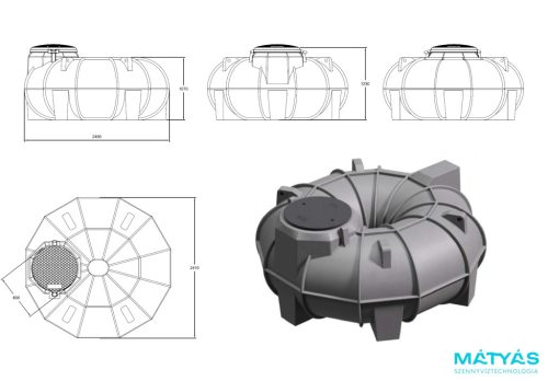 Canotto egyrészes lapos földalatti tartály 3500 literes méretben