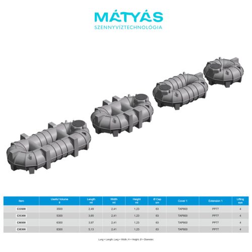 Canotto egyrészes lapos földalatti tartály 3500 literes méretben