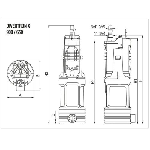 DAB Divertron 650 többfokozatú esővíz szivattyú