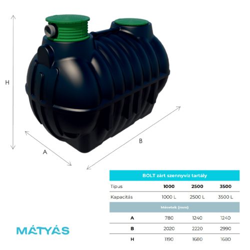 Zárt szennyvíz tartály BOLT 1000 