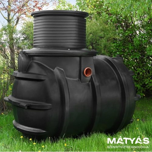 RainStore 3000 esővíz/szennyvíz gyűjtő tartály, 3000L (3 m3) kapacitással, zárható és lépésálló fedéllel, teleszkópos nyakmagasítóval és túlfolyóval