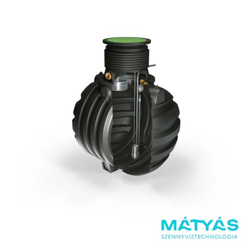 RainStorePRO 4500 esővíz/szennyvíz tartály, 4500L (4,5 m3) térfogattal, zárható lépésálló fedéllel, nyakmagasítóval és több bekötési lehetőséggel