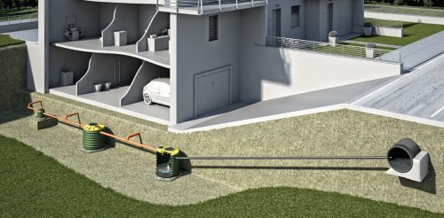 Teknosol átemelő egy szivattyúval